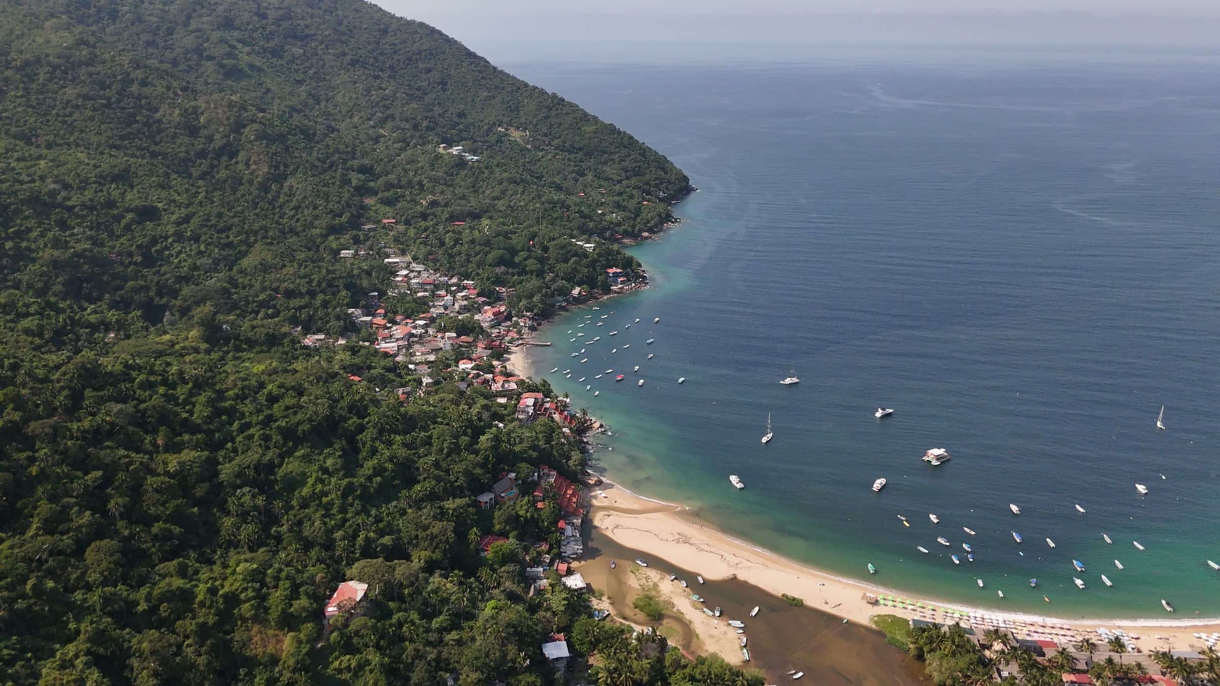 Yelapa's main beach and the bay from above