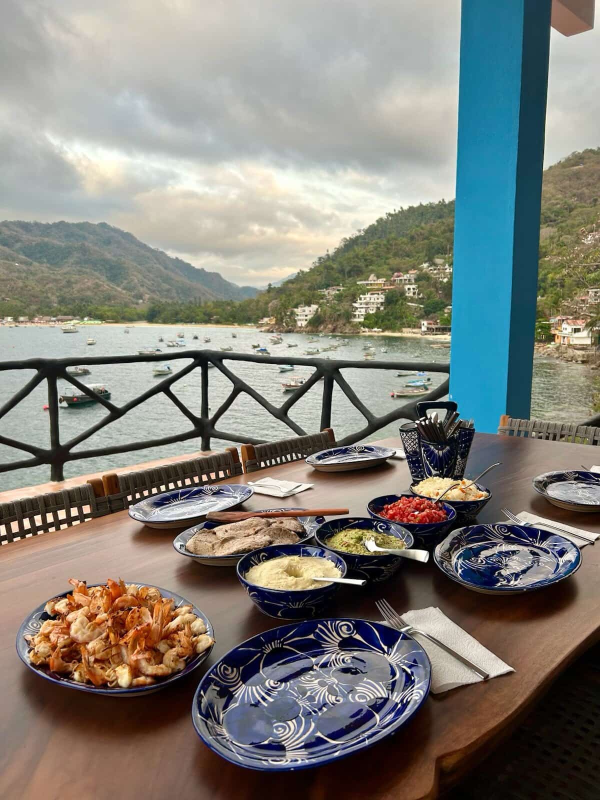 Dinner on the deck, with Yelapa in view