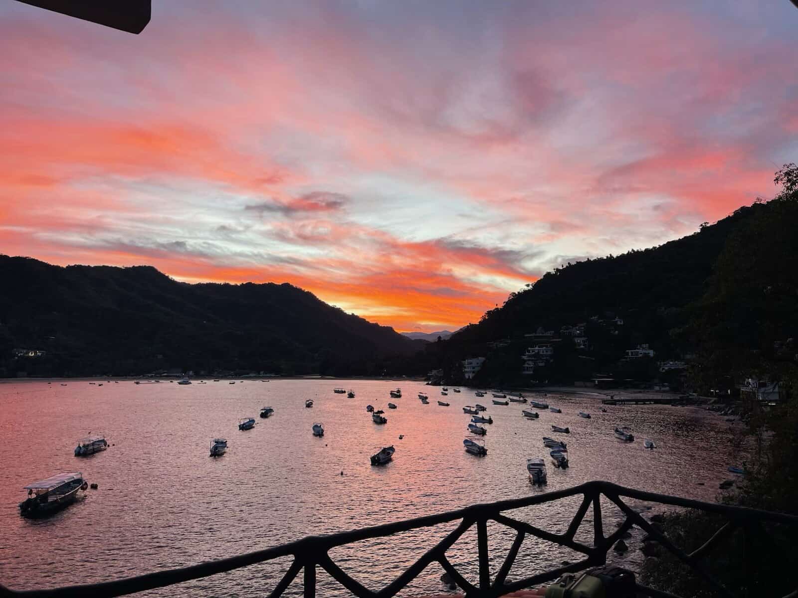 Sunset over Yelapa Bay from the house