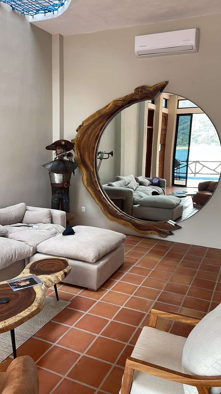 Main level living room, with the mesh net overhead