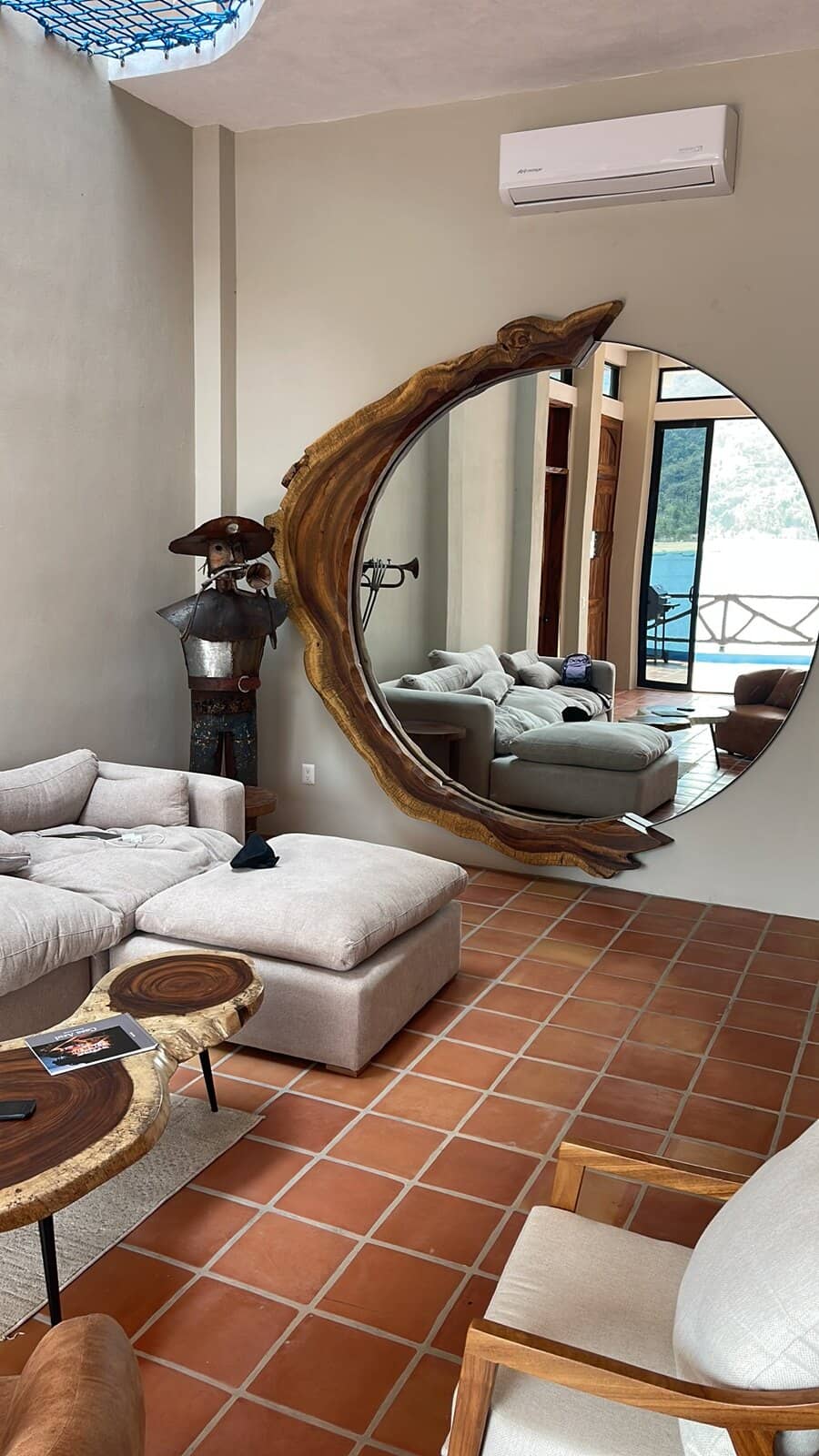 Main level living room, with the mesh net overhead